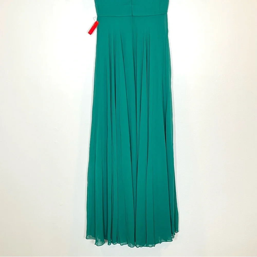 Mac‎ Duggal 55681 Womens Size 6 Green Short Puff Sleeve V-Neck Long Maxi Dress